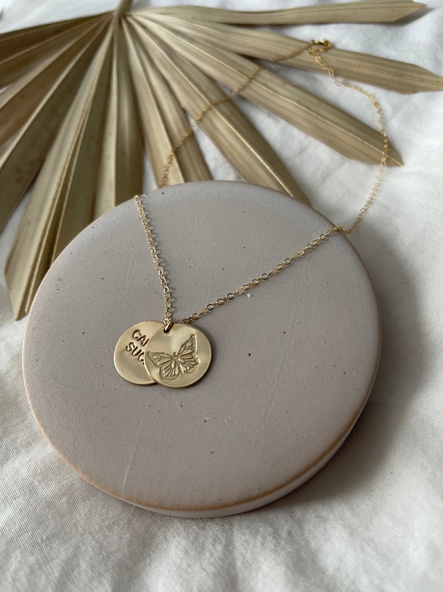 Double Stamped Gold Necklace