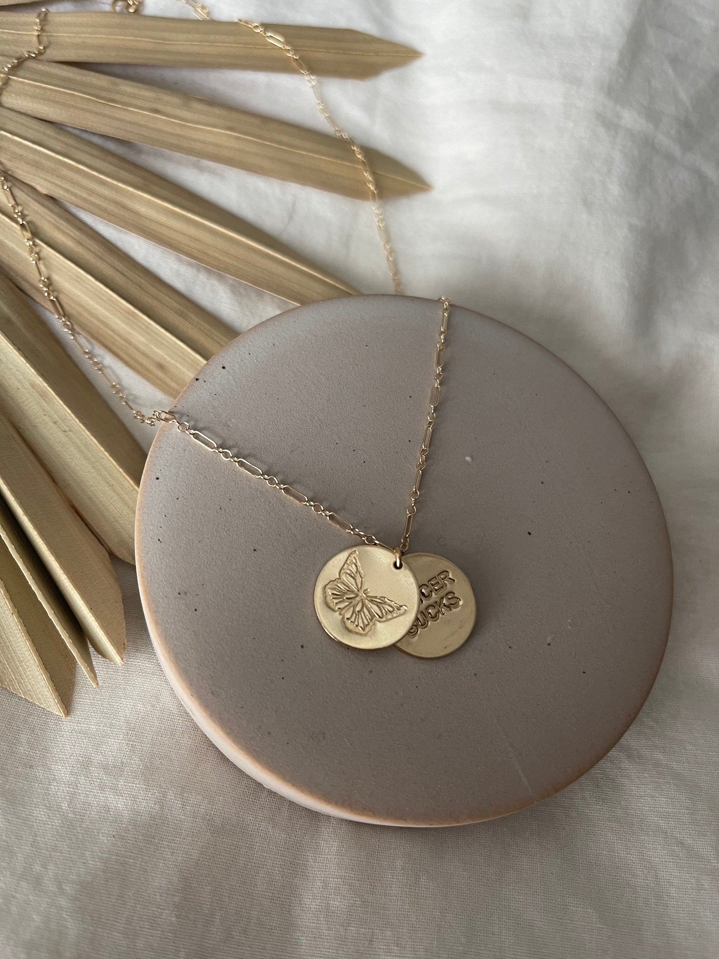 Double Stamped Gold Necklace