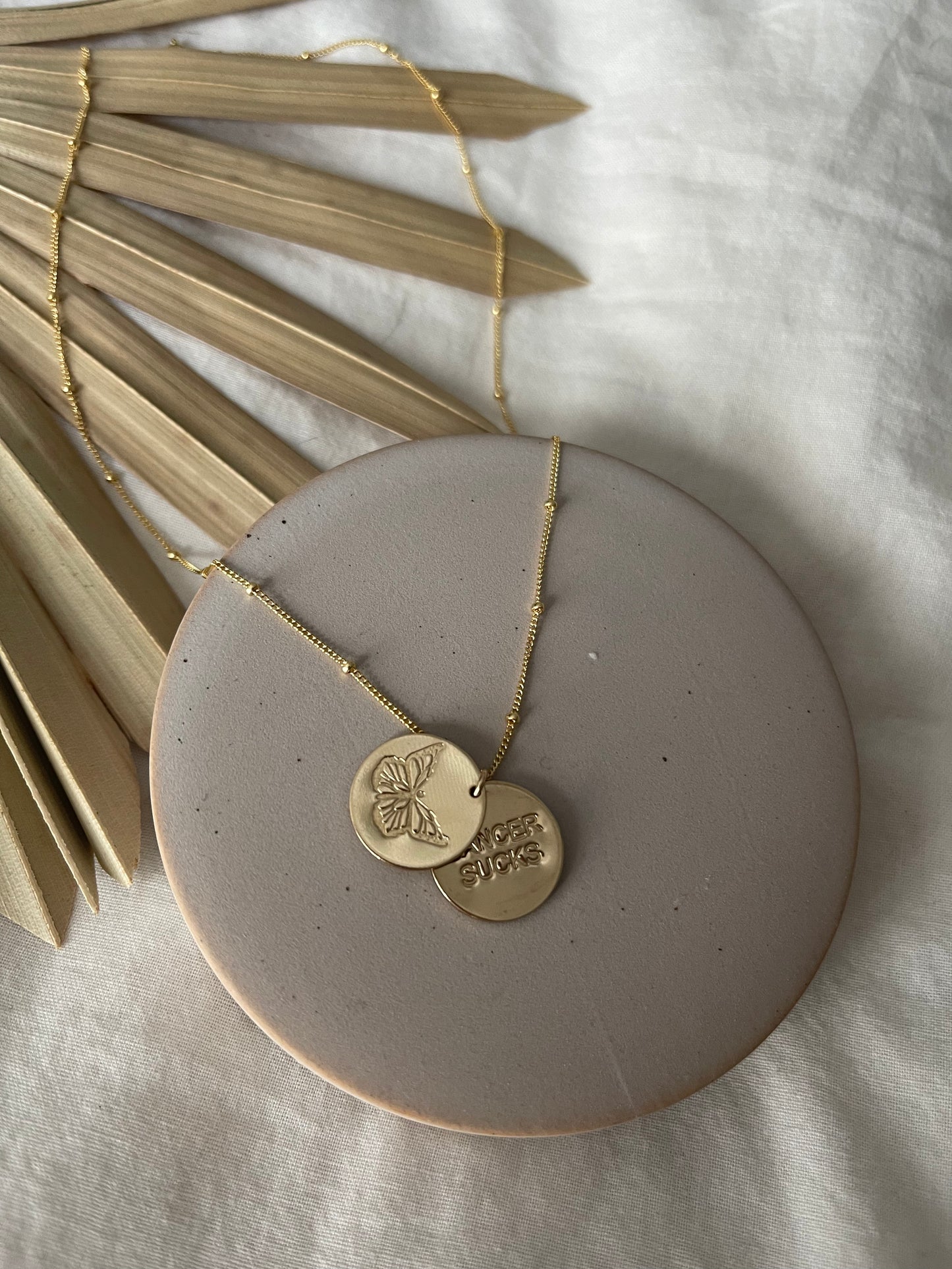 Double Stamped Gold Necklace