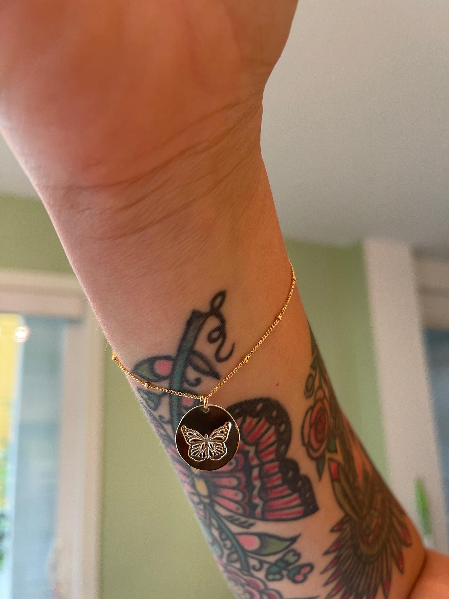 Butterfly Stamped - Ball Chain Bracelet