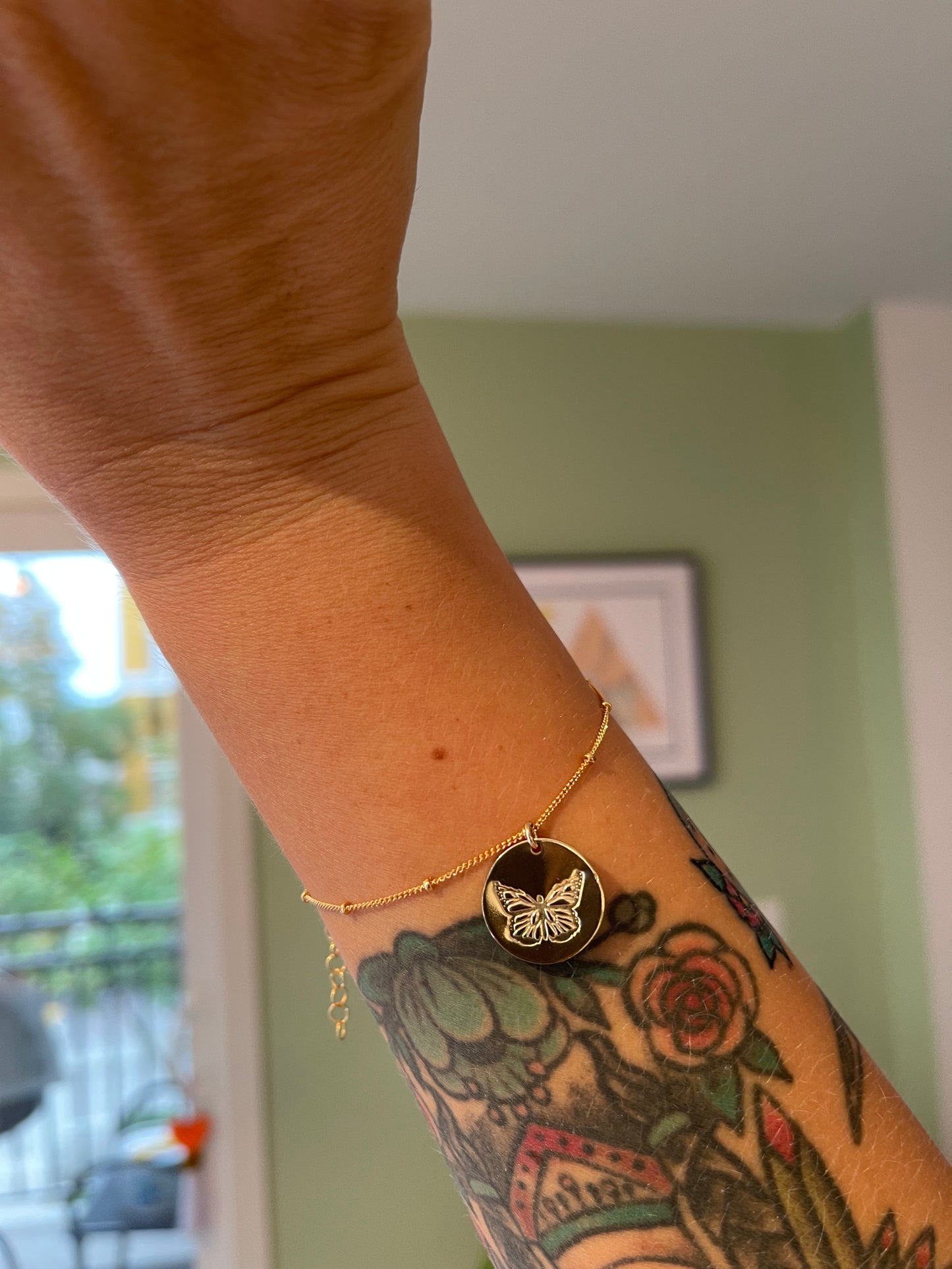 Butterfly Stamped - Ball Chain Bracelet