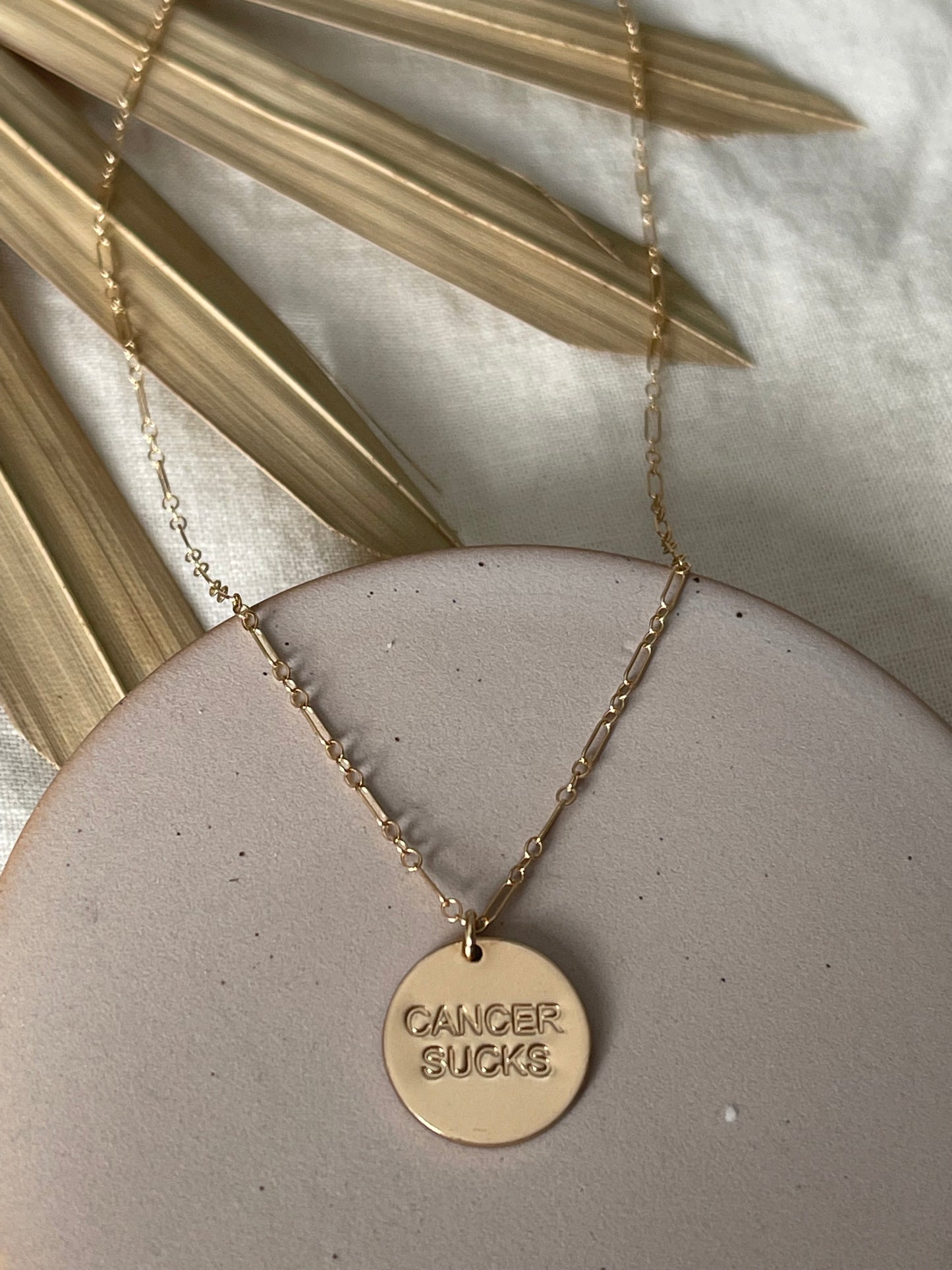 Cancer Sucks Gold Necklace