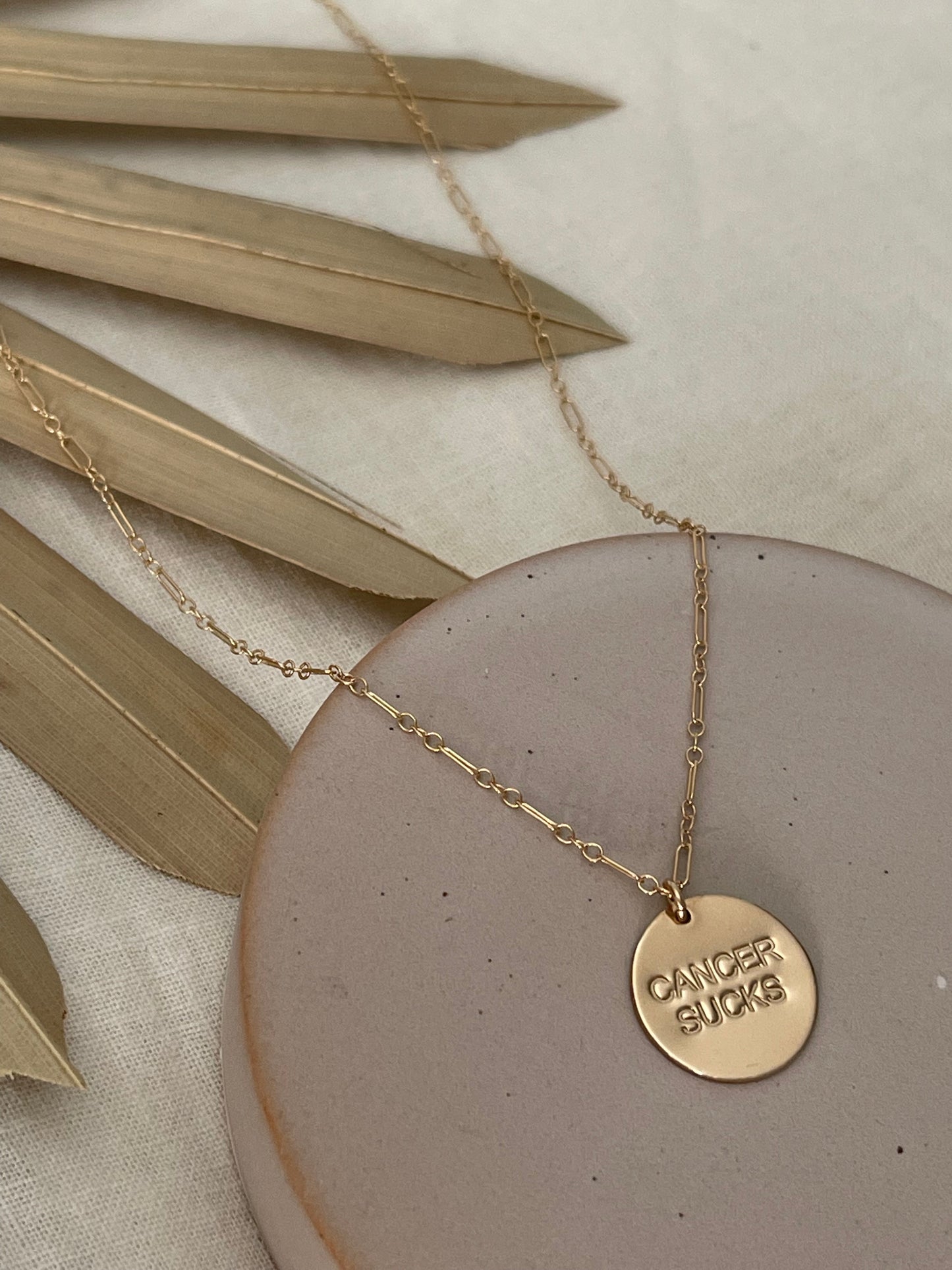 Cancer Sucks Gold Necklace