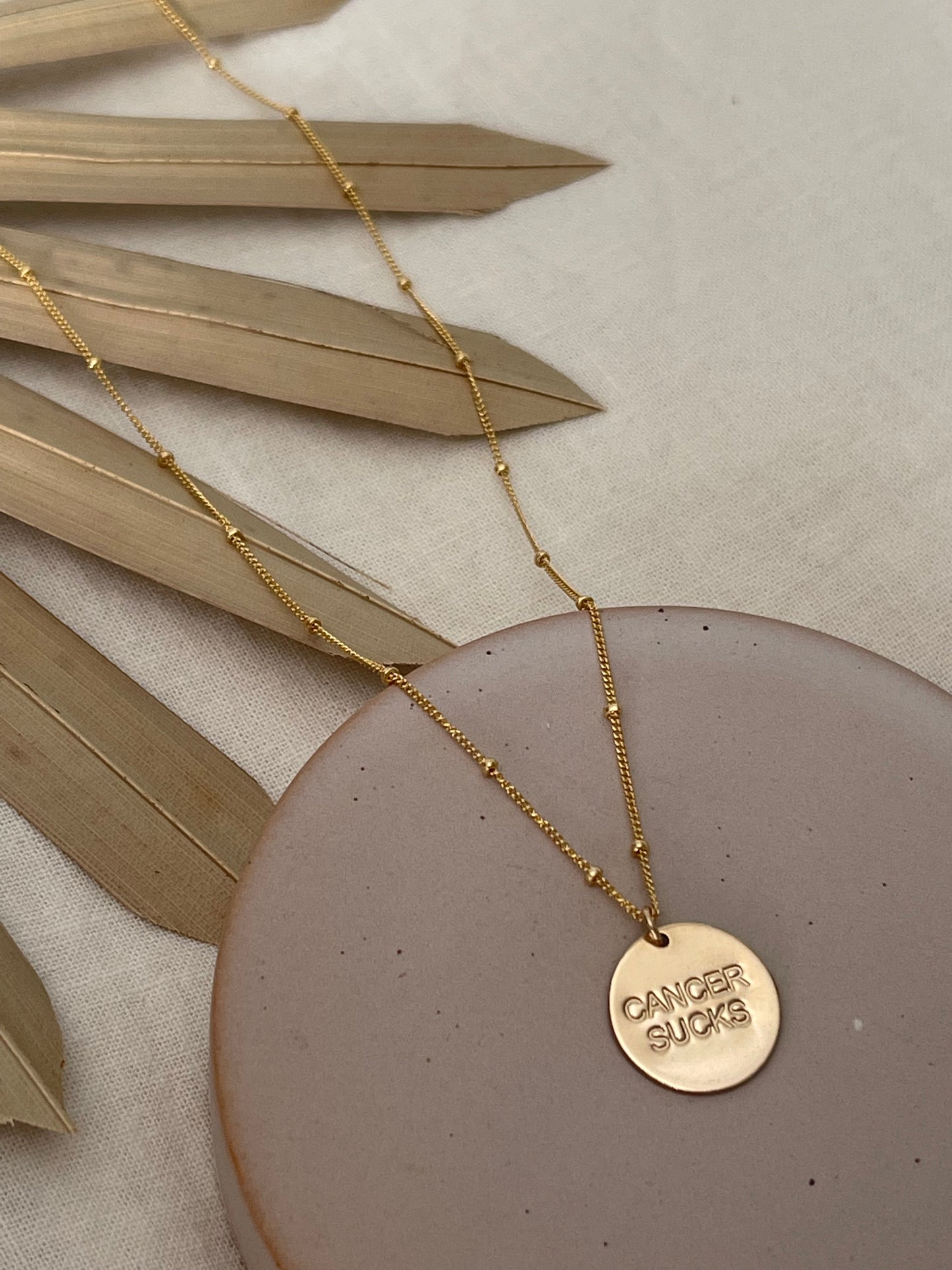 Cancer Sucks Gold Necklace
