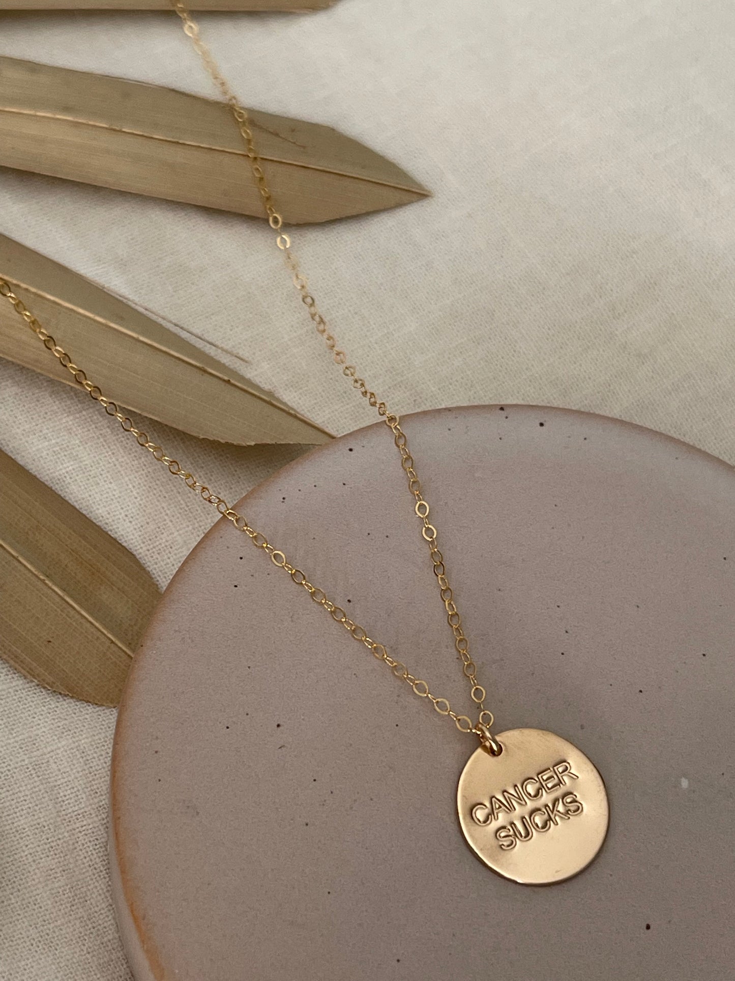 Cancer Sucks Gold Necklace