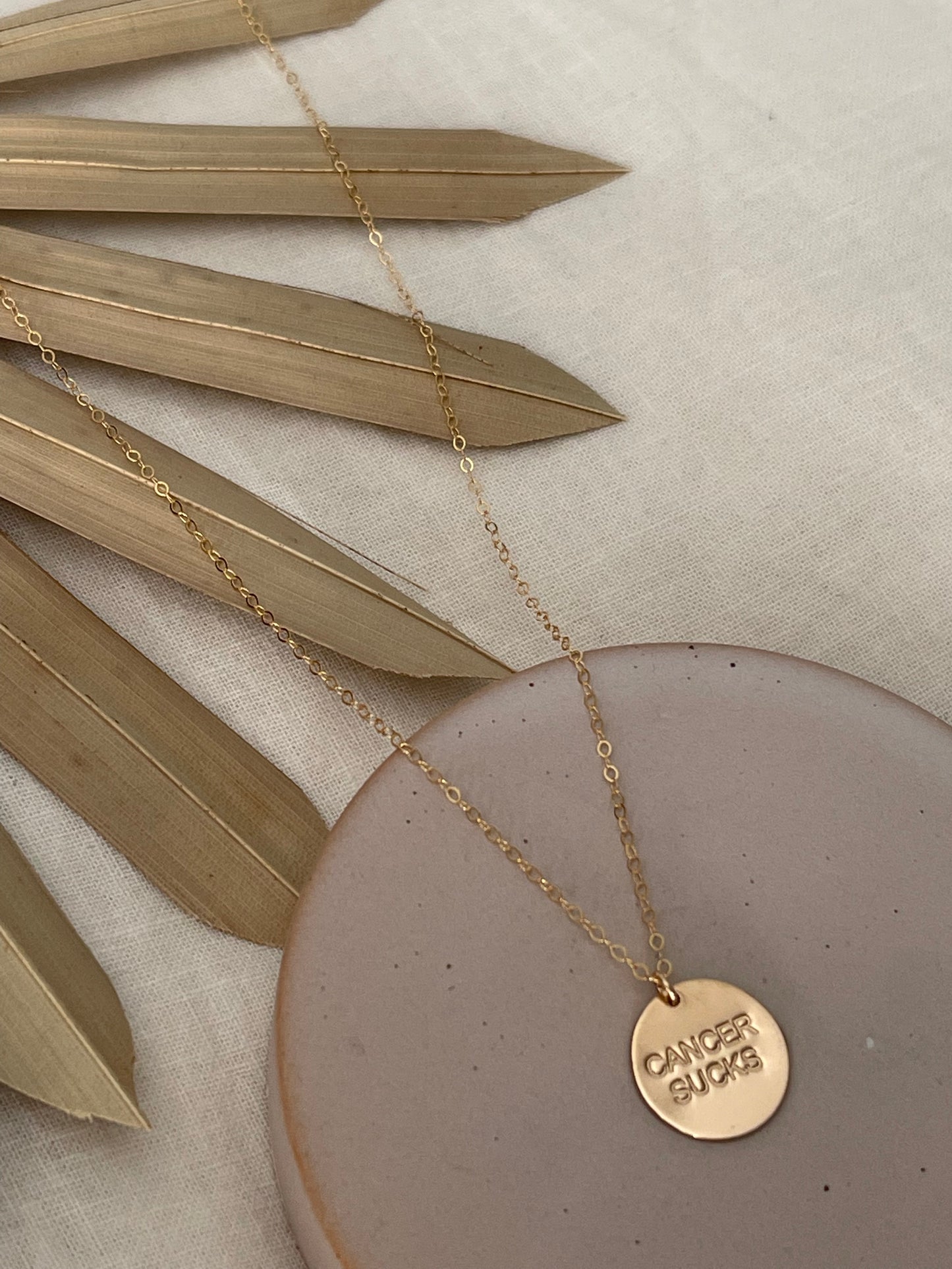 Cancer Sucks Gold Necklace