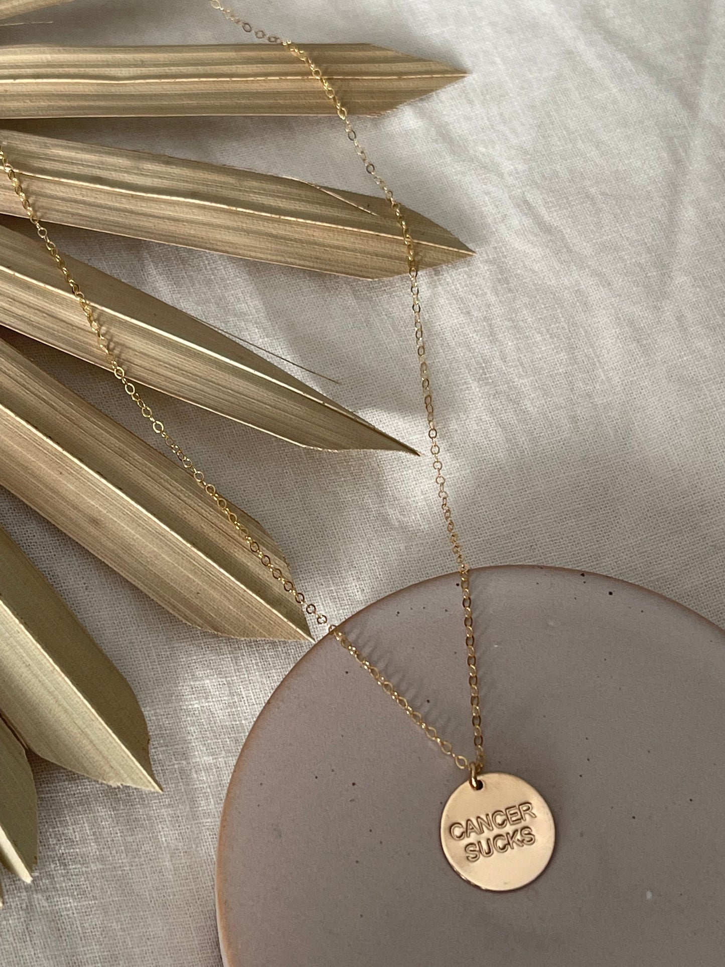 Cancer Sucks Gold Necklace