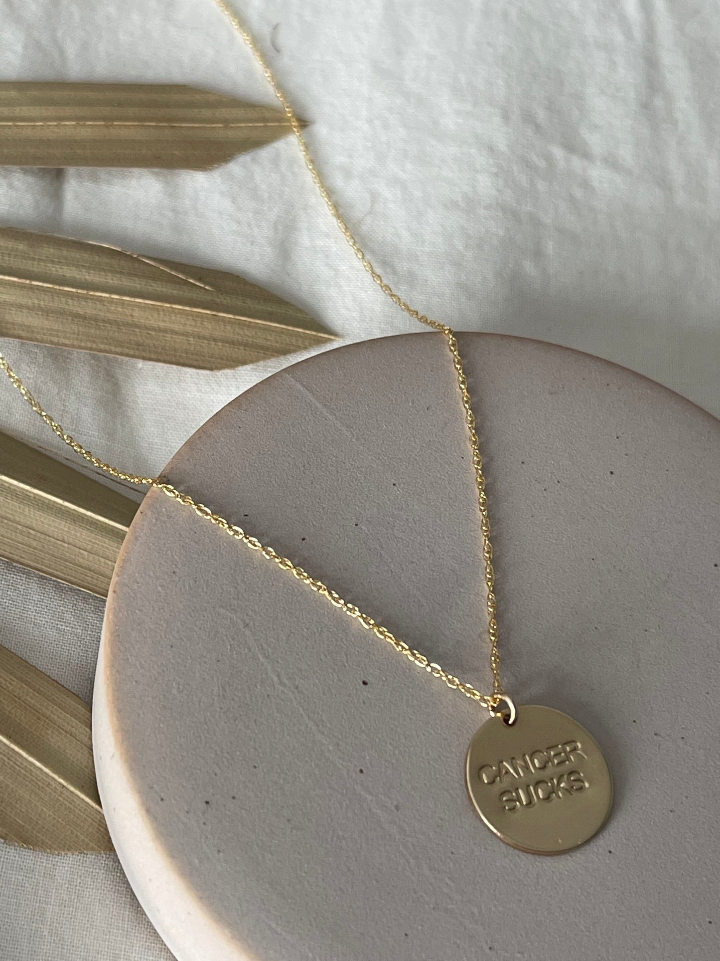 Cancer Sucks Gold Necklace