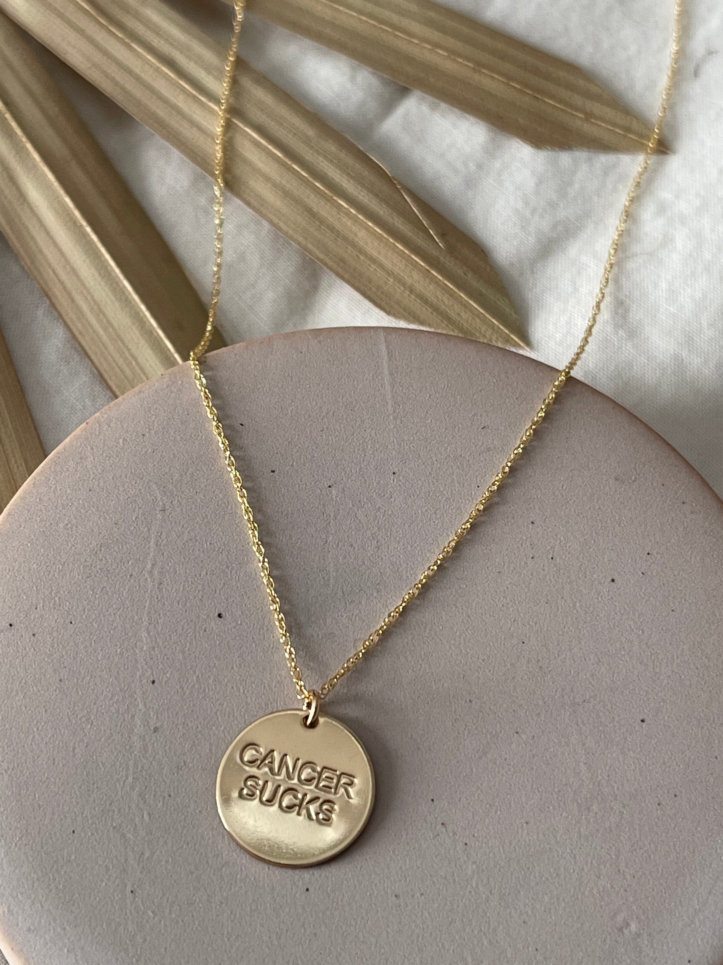 Cancer Sucks Gold Necklace