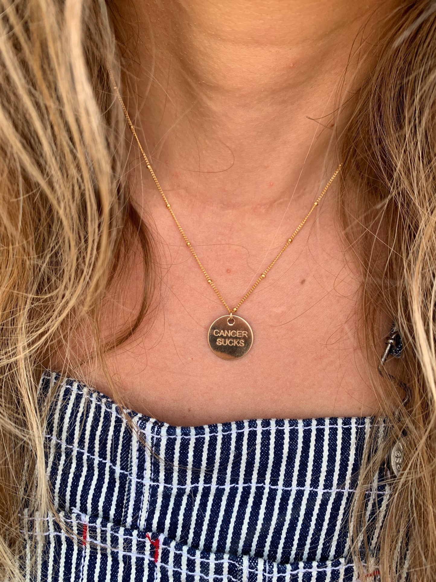 Cancer Sucks Gold Necklace