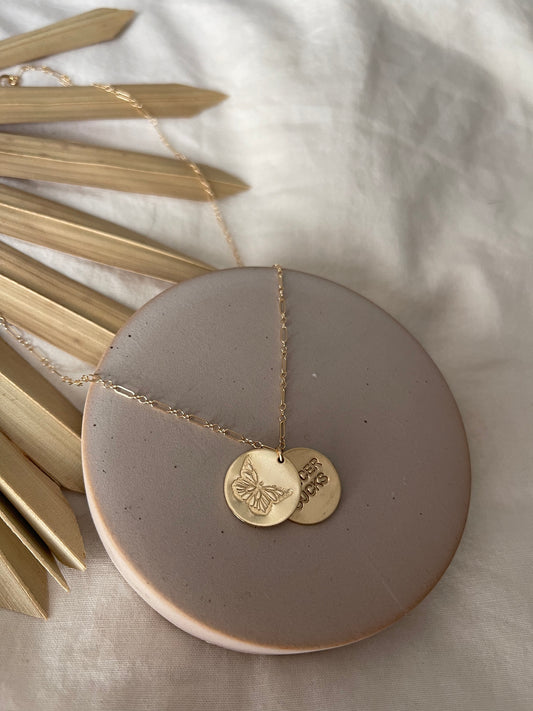 Double Stamped Gold Necklace